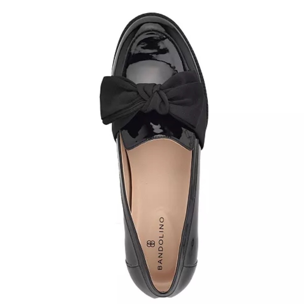 Bandolino Black Patent Loafers with Bow Detail - Picture 4 of 10